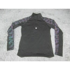 Zyia Active Womens Top Small Black Reflective Sleeve Mock Neck Athleisure